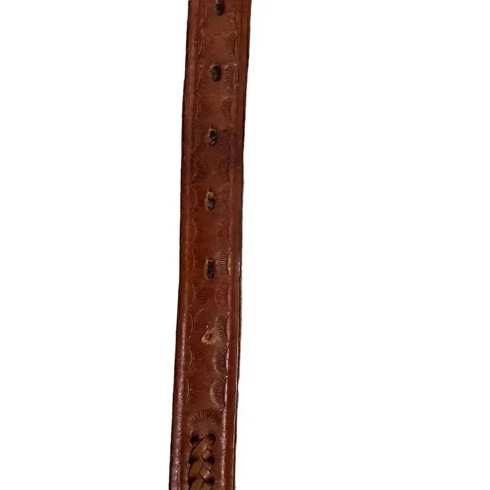 Brown Leather Weaved Western Bohemian Buckle One Size